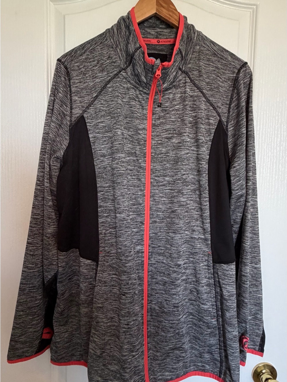 Active USA Gray Heather Gym Jacket with Coral Pink Trim